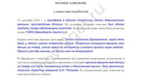 Что должно быть приложено к исковому заявлению в Центр Обувь